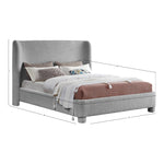 Penny Boucle Fabric Upholstered King Bed in Grey