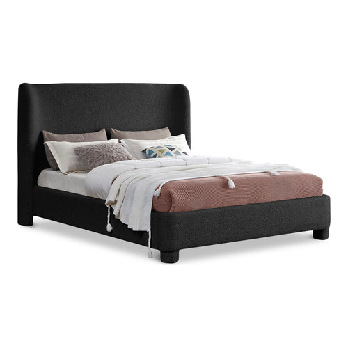 Penny Boucle Fabric Upholstered Queen Bed in Black