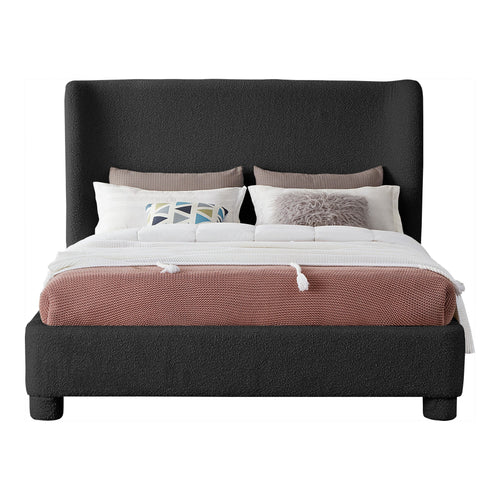 Penny Boucle Fabric Upholstered Queen Bed in Black