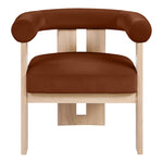 Arienzo Velvet Performance Fabric Upholstered Accent Chair in Cognac