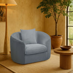 Penelope Chenille Fabric Upholstered Chair in Light Blue