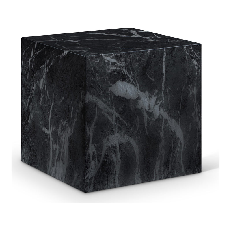 Piazza Marble Finish Concrete Indoor / Outdoor End Table in Black