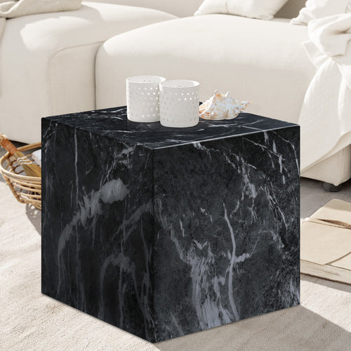 Piazza Marble Finish Concrete Indoor / Outdoor End Table in Black