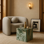 Piazza Marble Finish Concrete Indoor / Outdoor End Table in Green