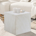 Piazza Marble Finish Concrete Indoor / Outdoor End Table in White