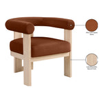 Arienzo Velvet Performance Fabric Upholstered Accent Chair in Cognac