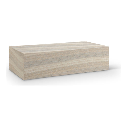 Piazza Travertine Finish Concrete Indoor / Outdoor Coffee Table in Natural