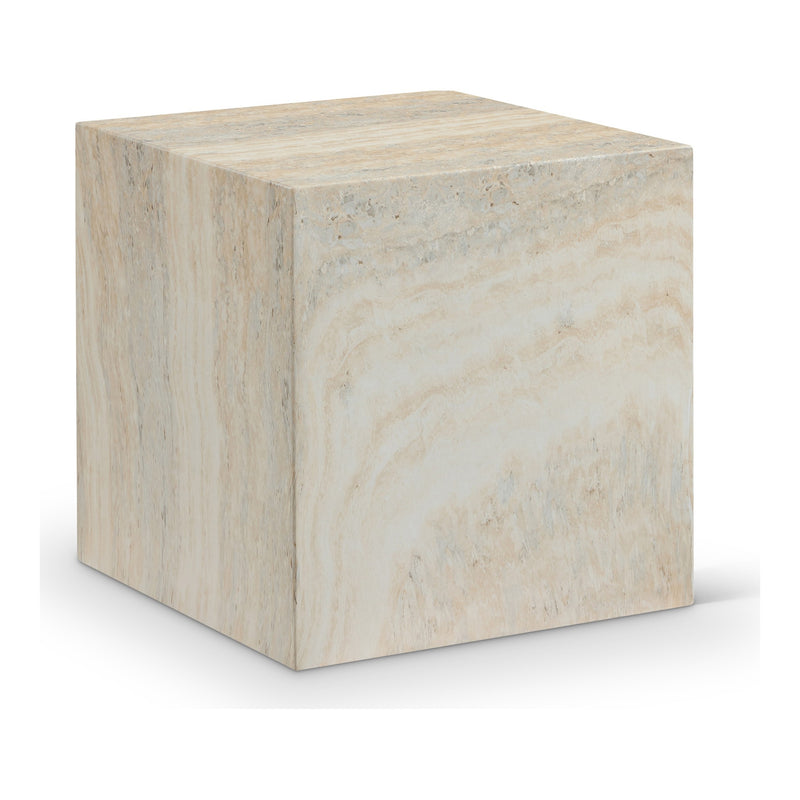 Piazza Travertine Finish Concrete Indoor / Outdoor End Table in Natural