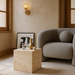 Piazza Travertine Finish Concrete Indoor / Outdoor End Table in Natural