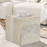 Piazza Travertine Finish Concrete Indoor / Outdoor End Table in Natural