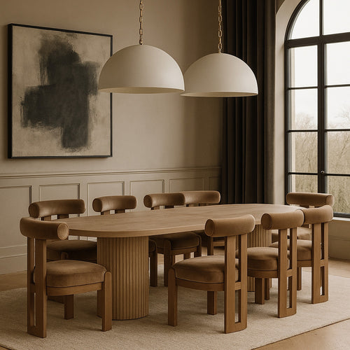 Arienzo Velvet Performance Fabric Upholstered Dining Chair in Beige