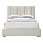 Pierce Linen Textured Fabric Upholstered King Bed in Beige