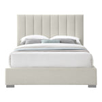 Pierce Linen Textured Fabric Upholstered King Bed in Beige