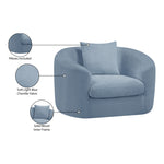 Penelope Chenille Fabric Upholstered Chair in Light Blue