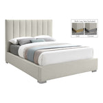 Pierce Linen Textured Fabric Upholstered Queen Bed in Beige