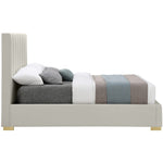 Pierce Linen Textured Fabric Upholstered Queen Bed in Beige