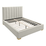 Pierce Linen Textured Fabric Upholstered Queen Bed in Beige