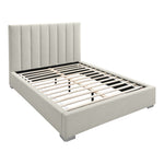 Pierce Linen Textured Fabric Upholstered Queen Bed in Beige