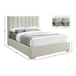 Pierce Linen Textured Fabric Upholstered Queen Bed in Beige