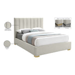 Pierce Linen Textured Fabric Upholstered Queen Bed in Beige