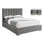 Pierce Linen Textured Fabric Upholstered Queen Bed in Grey