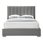 Pierce Linen Textured Fabric Upholstered Queen Bed in Grey