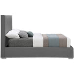 Pierce Linen Textured Fabric Upholstered Queen Bed in Grey