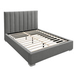 Pierce Linen Textured Fabric Upholstered Queen Bed in Grey