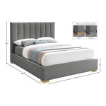 Pierce Linen Textured Fabric Upholstered Queen Bed in Grey