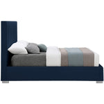 Pierce Linen Textured Fabric Upholstered Queen Bed in Navy