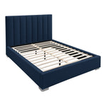 Pierce Linen Textured Fabric Upholstered Queen Bed in Navy