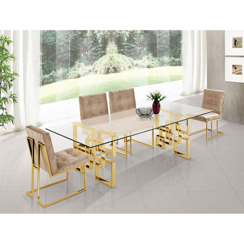 Pierre Velvet Upholstered Dining Chair in Beige