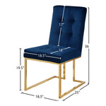 Pierre Velvet Upholstered Dining Chair in Navy