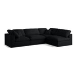Plush 105" Velvet Upholstered Standard Comfort 4pc. Modular Sectional in Black