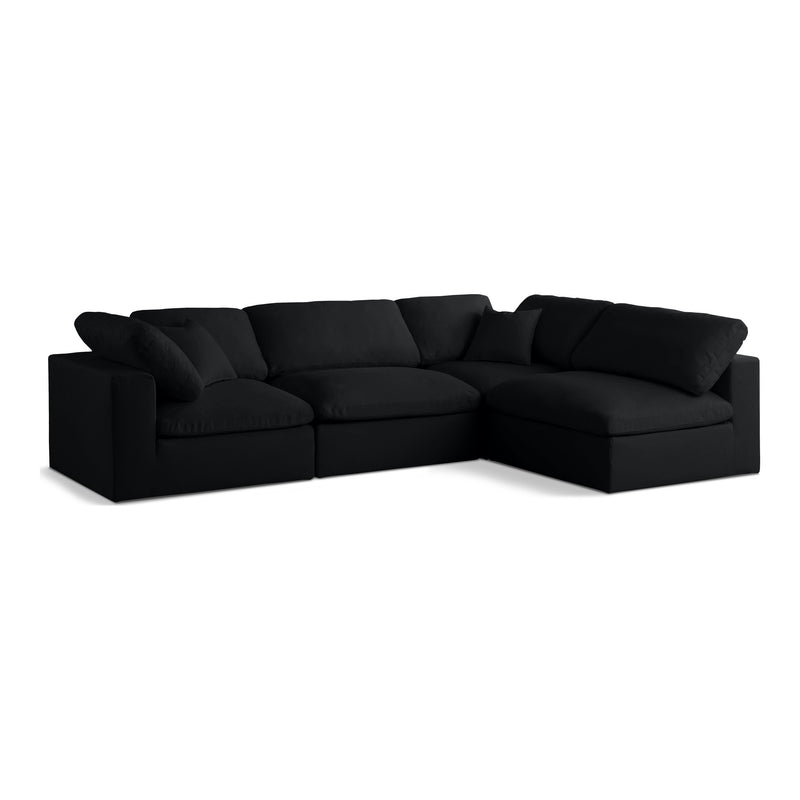 Plush 105" Velvet Upholstered Standard Comfort 4pc. Modular Sectional in Black
