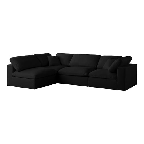 Plush 105" Velvet Upholstered Standard Comfort 4pc. Modular Sectional in Black
