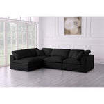 Plush 105" Velvet Upholstered Standard Comfort 4pc. Modular Sectional in Black
