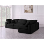 Plush 105" Velvet Upholstered Standard Comfort 4pc. Modular Sectional in Black