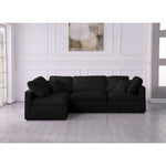 Plush 105" Velvet Upholstered Standard Comfort 4pc. Modular Sectional in Black