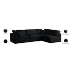 Plush 105" Velvet Upholstered Standard Comfort 4pc. Modular Sectional in Black