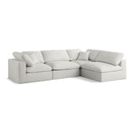 Plush 105" Velvet Upholstered Standard Comfort 4pc. Modular Sectional in Cream