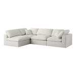 Plush 105" Velvet Upholstered Standard Comfort 4pc. Modular Sectional in Cream