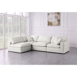 Plush 105" Velvet Upholstered Standard Comfort 4pc. Modular Sectional in Cream