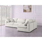 Plush 105" Velvet Upholstered Standard Comfort 4pc. Modular Sectional in Cream
