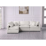 Plush 105" Velvet Upholstered Standard Comfort 4pc. Modular Sectional in Cream