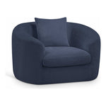 Penelope Chenille Fabric Upholstered Chair in Navy