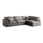 Plush 105" Velvet Upholstered Standard Comfort 4pc. Modular Sectional in Grey
