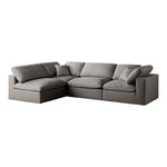 Plush 105" Velvet Upholstered Standard Comfort 4pc. Modular Sectional in Grey