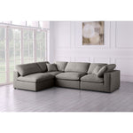 Plush 105" Velvet Upholstered Standard Comfort 4pc. Modular Sectional in Grey