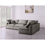 Plush 105" Velvet Upholstered Standard Comfort 4pc. Modular Sectional in Grey